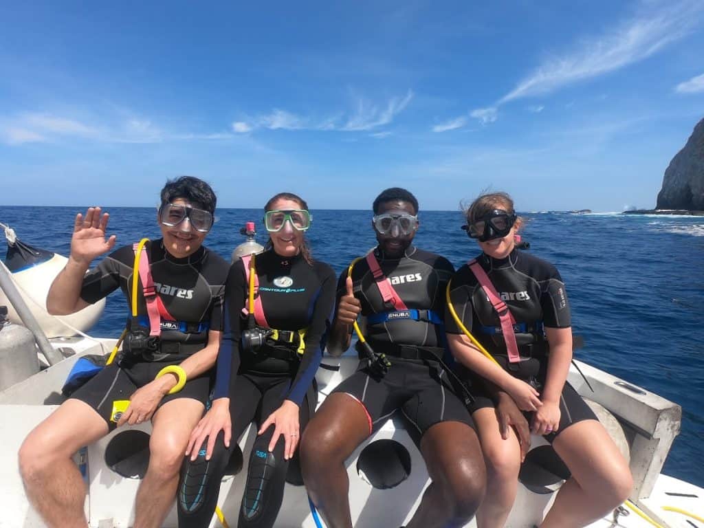 Scuba diving group in Tamarindo, Costa Rica.