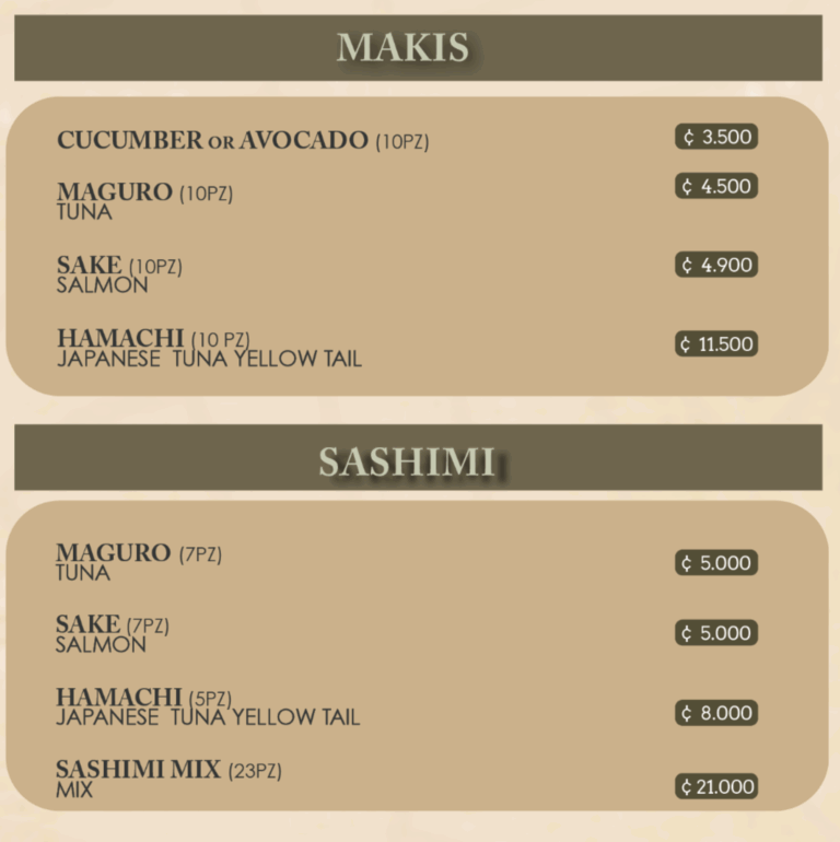 Bamboo Sushi Club Menu Makis Sashimi 768x770