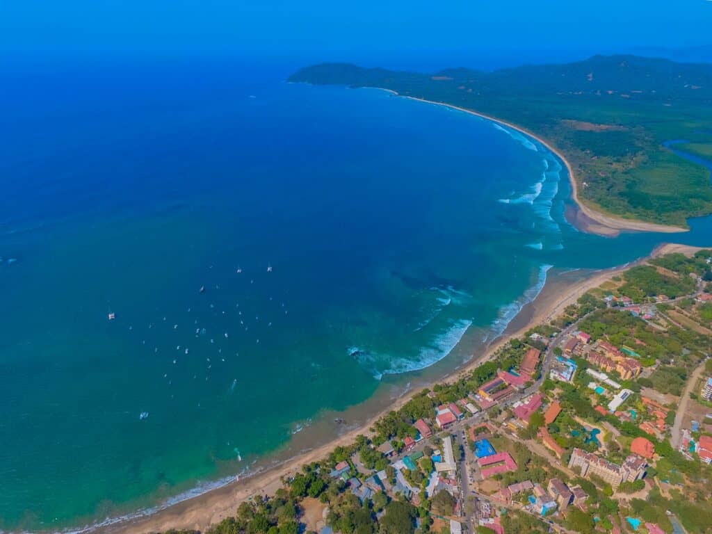 Aerial view of Tamarindo, the estuary and Playa Grande